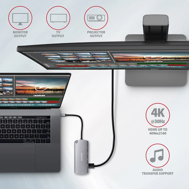 USB-хаб Axagon SuperSpeed USB-C 6-в-1 HMC-6M2 (8595247905796)