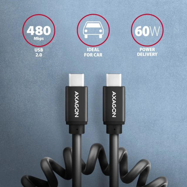 Кабель Axagon Twister USB-C to USB-C 0,6 м (8595247905895)