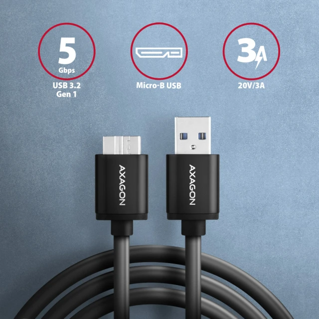 Кабель Axagon BUMM3-AM10AB USB Type-A — USB Micro-B 1 м Black (8595247905925)