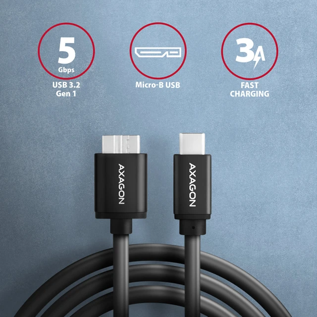 Кабель Axagon BUMM3-CM10AB USB Type-C — USB Micro-B 1 м (8595247905932)