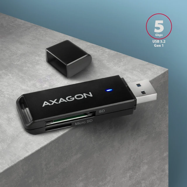 Картридер Axagon CRE-S2N USB 3.2 Gen1 з прямим роз'ємом USB-A (8595247906137)