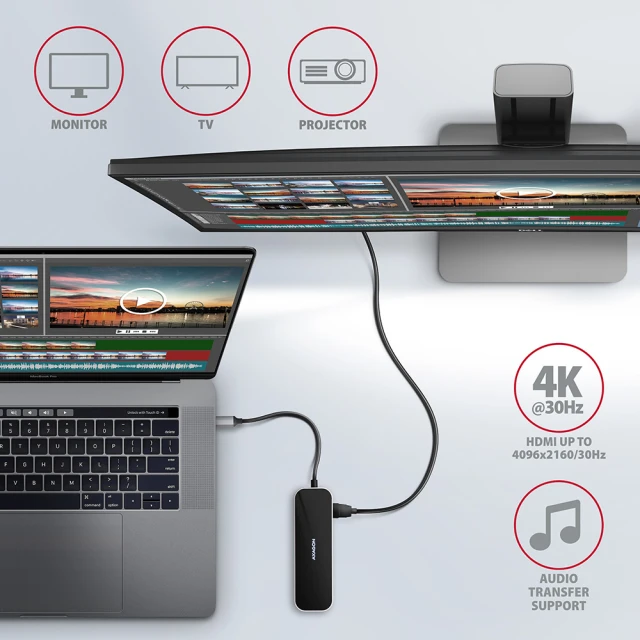 USB-хаб Axagon SuperSpeed USB-C 6-в-1 HMC-6GL (8595247906182)