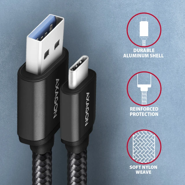 Кабель Axagon BUCM3-AM10AB USB Type-A — USB Type-C 1 м Black (8595247906250)