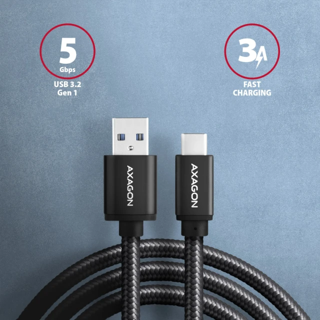 Кабель Axagon BUCM3-AM10AB USB Type-A — USB Type-C 1 м Black (8595247906250)