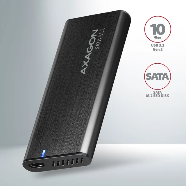 Зовнішній бокс Axagon USB-C 3.2 Gen 2 металевий для M.2 SATA SSD (8595247906311)