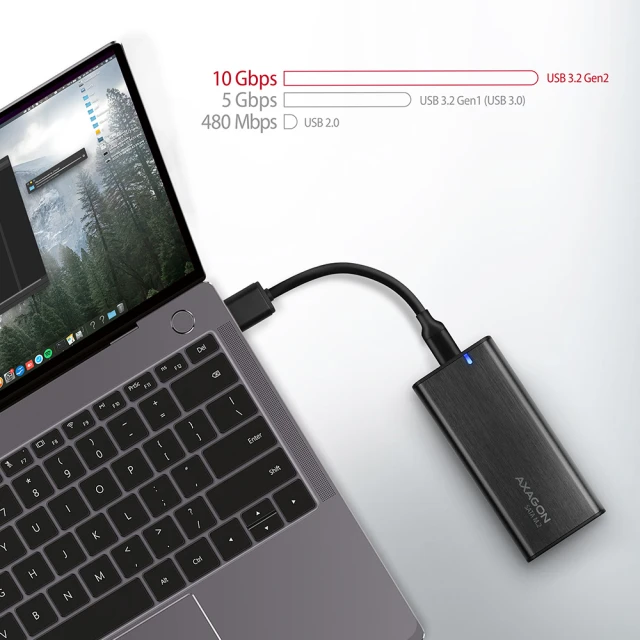 Зовнішній бокс Axagon USB-C 3.2 Gen 2 металевий для M.2 SATA SSD (8595247906311)