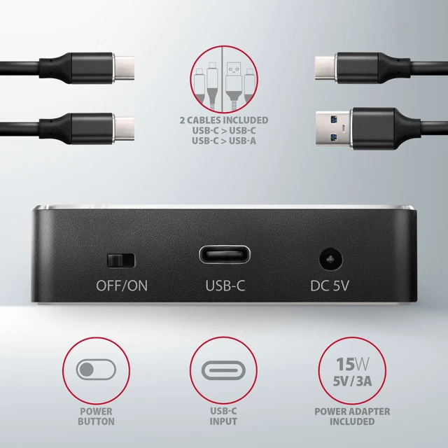 Док-станція Axagon ADSA-M2C USB-C 3.2 Gen2 для 2x NVMe SSD з функцією клонування (8595247906496)