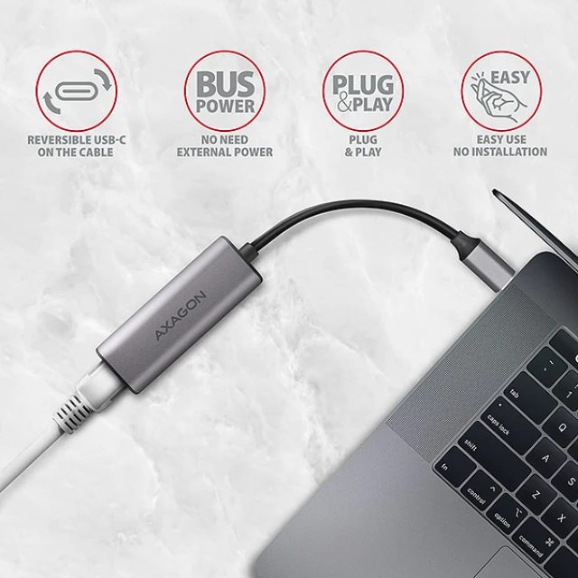 Мережевий адаптер Axagon ADE-25RC USB-C Gigabit Ethernet 2.5 Гбіт/с (8595247906618)