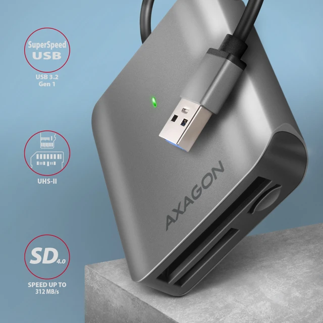 Кардрідер Axagon CRE-S3 USB-A 3.2 Gen 1 алюмінієвий 3 слоти (8595247906625)