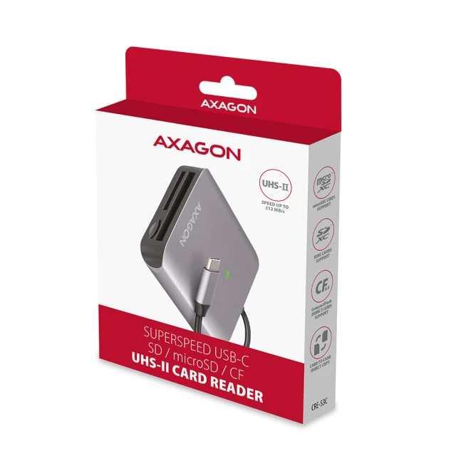 Кардрідер Axagon CRE-S3C USB-C 3.2 Gen 1 алюмінієвий 3 слоти (8595247906632)