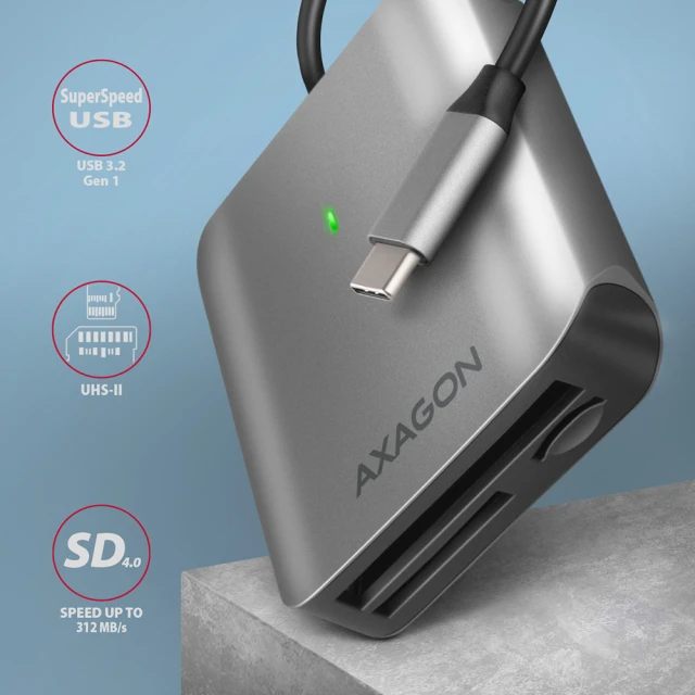 Кардрідер Axagon CRE-S3C USB-C 3.2 Gen 1 алюмінієвий 3 слоти (8595247906632)
