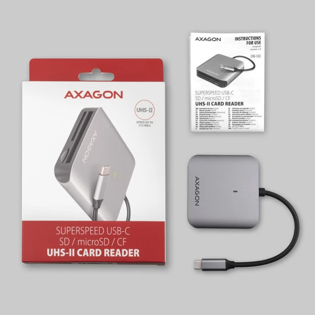 Кардрідер Axagon CRE-S3C USB-C 3.2 Gen 1 алюмінієвий 3 слоти (8595247906632)