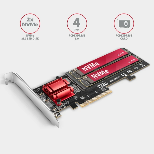 Контроллер Axagon PCIe 2x NVMe M.2 PCEM2-ND (8595247906717)