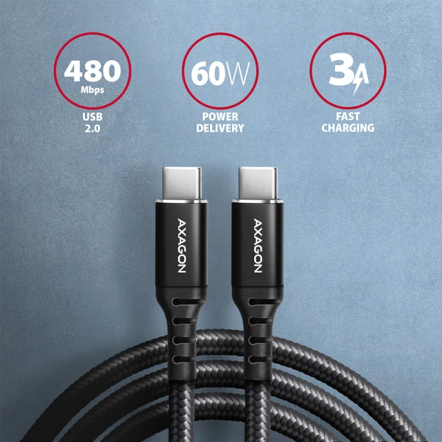 Кабель Axagon BUCM-CM20AB USB Type-C — USB Type-C 2 м (8595247906885)