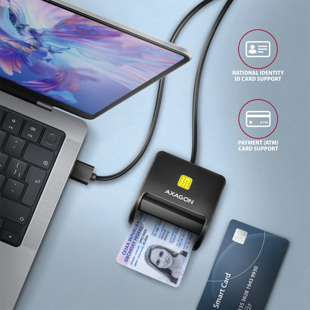 Кардрідер Axagon CRE-SM3N USB-A для смарт-карт настільний (8595247906915)