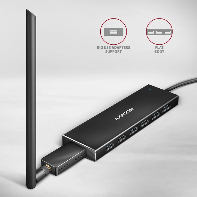 USB-хаб Axagon HUE-F7A SuperSpeed USB-A FLAT (8595247907035)