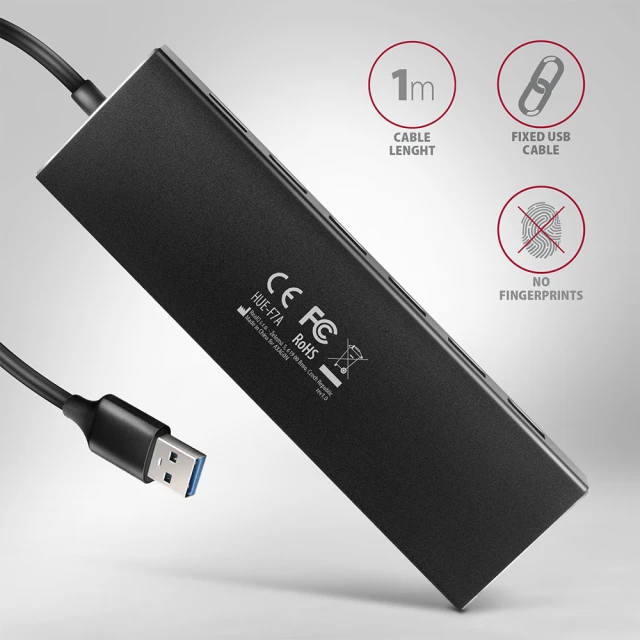 USB-хаб Axagon HUE-F7A SuperSpeed USB-A FLAT (8595247907035)