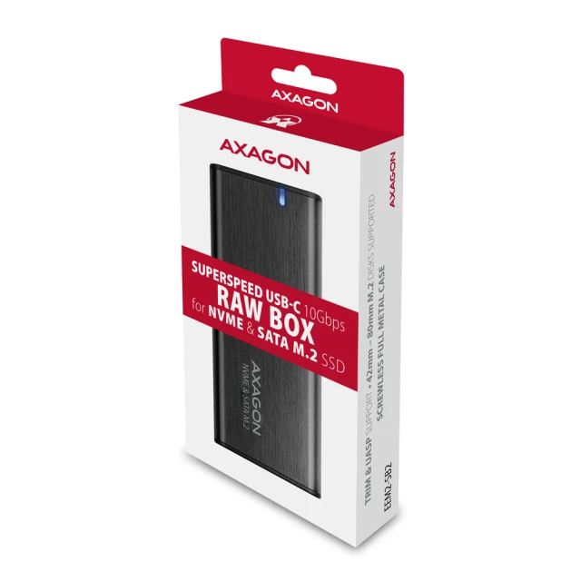 Зовнішній бокс Axagon USB-C 3.2 Gen 2 металевий для M.2 NVMe і SATA SSD (8595247907097)