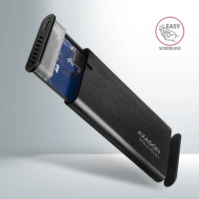 Зовнішній бокс Axagon USB-C 3.2 Gen 2 металевий для M.2 NVMe і SATA SSD (8595247907097)