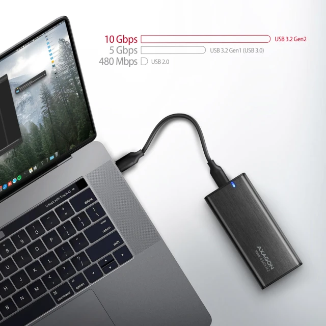 Зовнішній бокс Axagon USB-C 3.2 Gen 2 металевий для M.2 NVMe і SATA SSD (8595247907097)