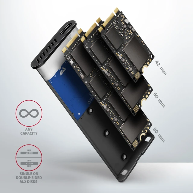 Зовнішній бокс Axagon USB-C 3.2 Gen 2 металевий для M.2 NVMe і SATA SSD (8595247907097)
