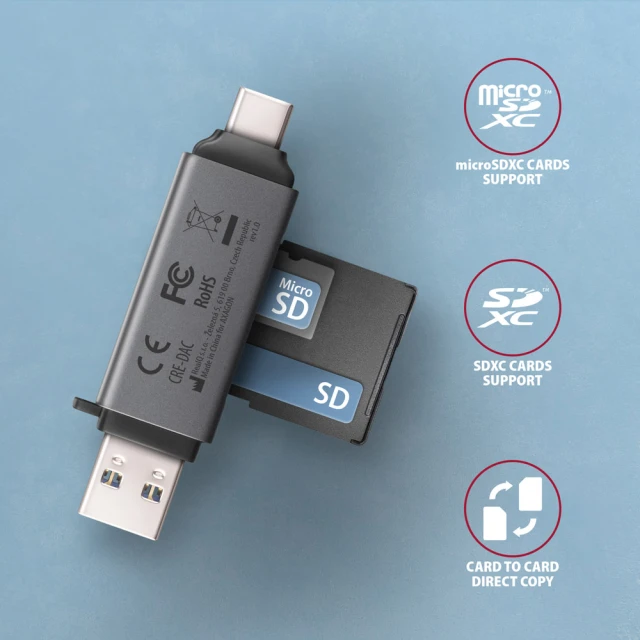 Картрідер Axagon CRE-DAC USB 3.2 Gen 1 MINI USB-C + USB-A (8595247907134)
