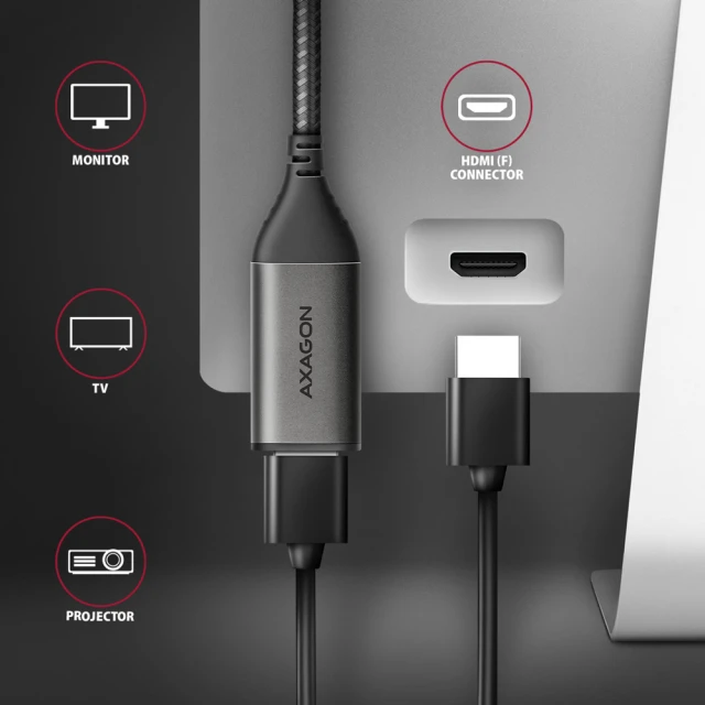 Перехідник Axagon USB-C to HDMI активний 0.25 м (8595247907141)