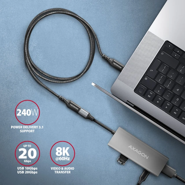 Кабель Axagon BUCM32-CF05AB USB Type-C — USB Type-C 20 Гбит/с 0.5 м (8595247907356)