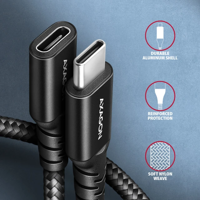 Кабель Axagon BUCM32-CF10AB USB-C to USB-C 20 Gbps 1 м (8595247907363)