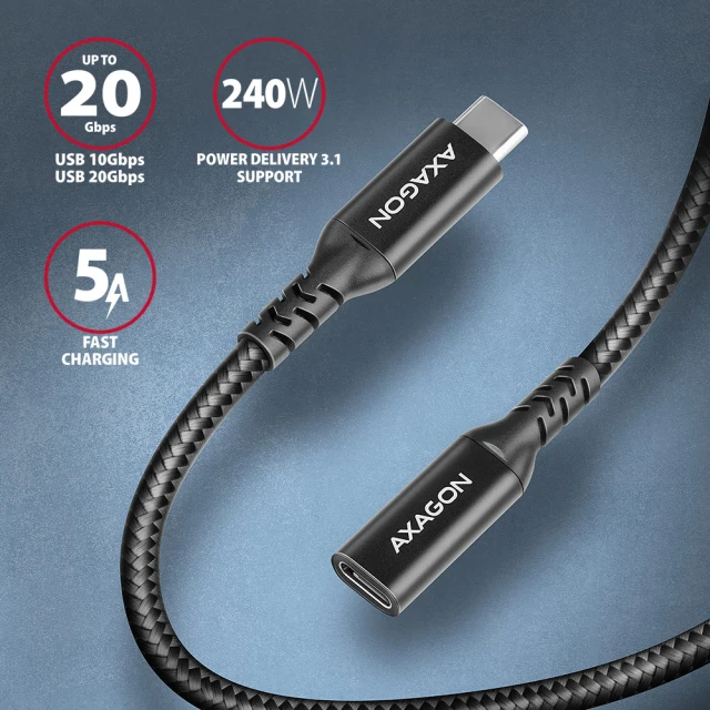 Кабель Axagon BUCM32-CF10AB USB-C to USB-C 20 Gbps 1 м (8595247907363)