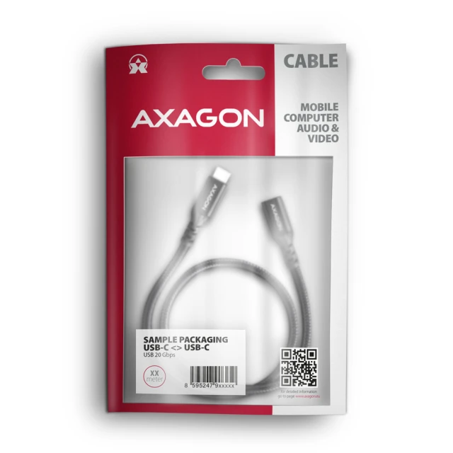 Кабель Axagon BUCM32-CF15AB USB Type-C — USB Type-C 20 Гбіт/с 1.5 м (8595247907370)