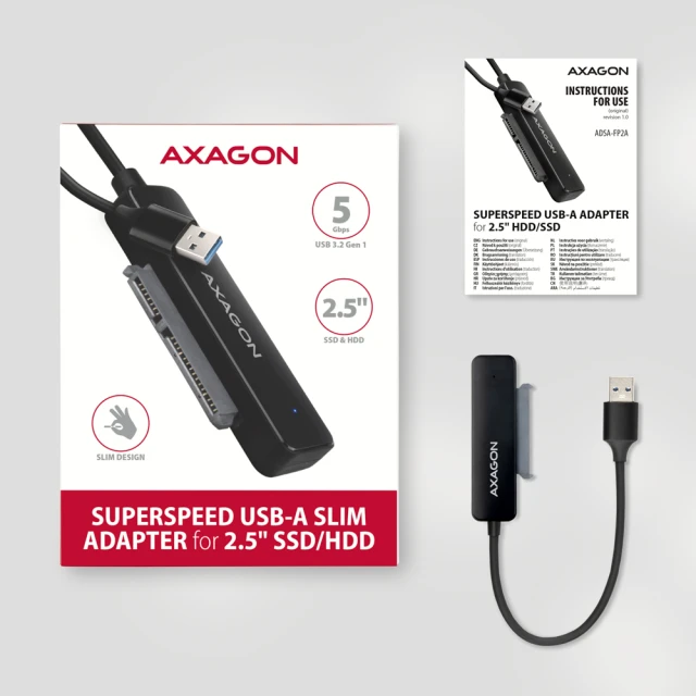 Адаптер Axagon USB-A 5Gbps SLIM для 2.5