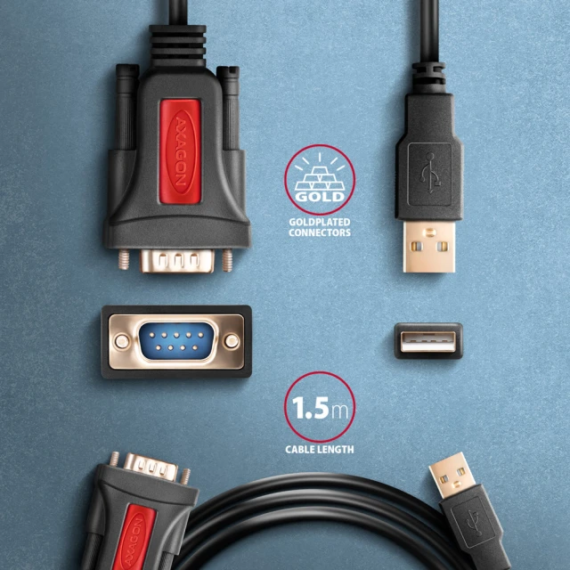 Адаптер Axagon USB – Serial активний ADS-1PSN (8595247907646)