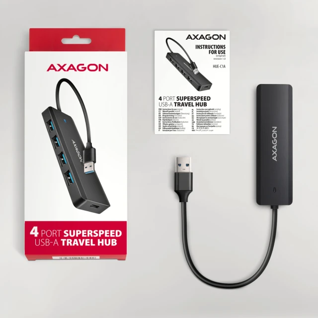 USB-хаб Axagon 4-портовий USB-A 5 Гбіт/с HUE-C1A (8595247907660)