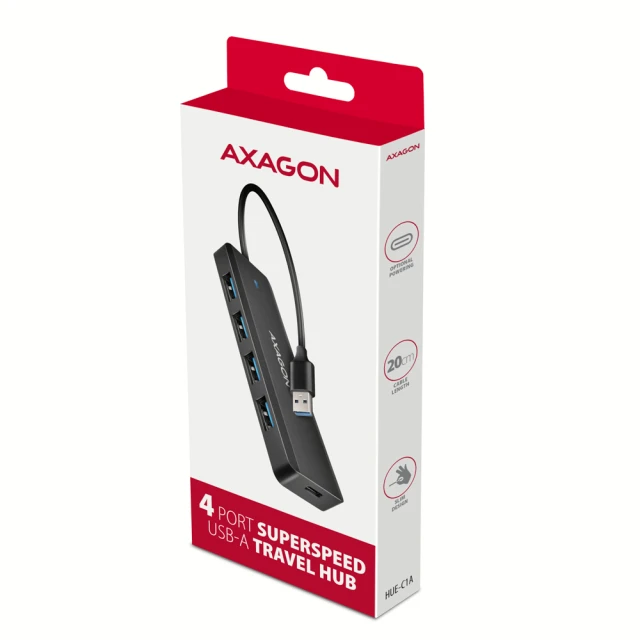 USB-хаб Axagon 4-портовий USB-A 5 Гбіт/с HUE-C1A (8595247907660)