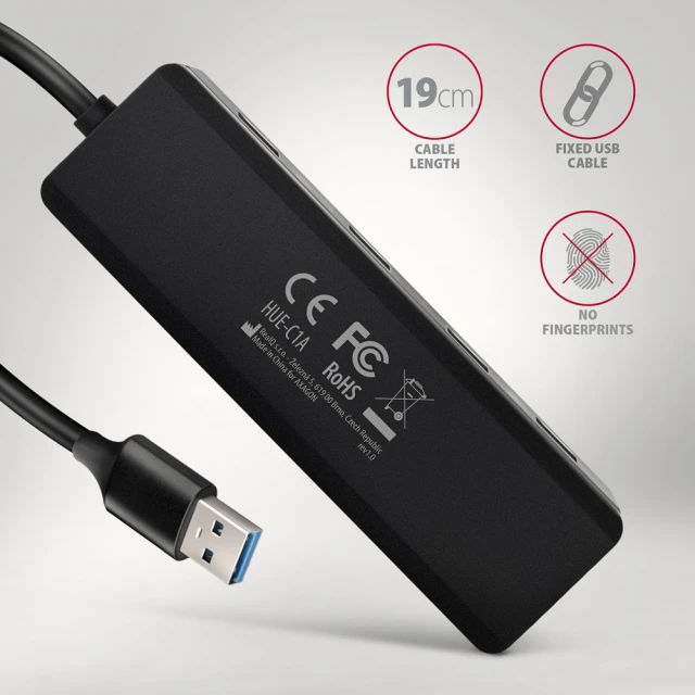 USB-хаб Axagon 4-портовий USB-A 5 Гбіт/с HUE-C1A (8595247907660)