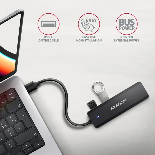 USB-хаб Axagon 4-портовий USB-A 5 Гбіт/с HUE-C1A (8595247907660)