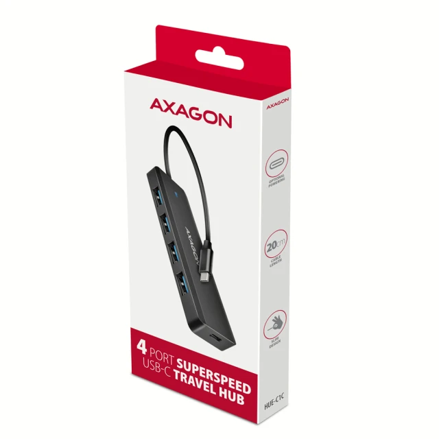 USB-хаб Axagon 4-портовий USB-C 5 Гбіт/с HUE-C1C (8595247907684)