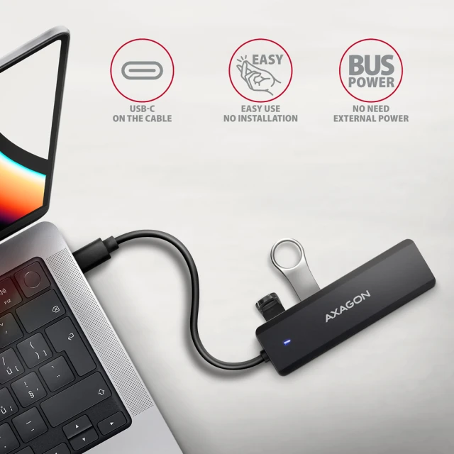 USB-хаб Axagon 4-портовий USB-C 5 Гбіт/с HUE-C1C (8595247907684)