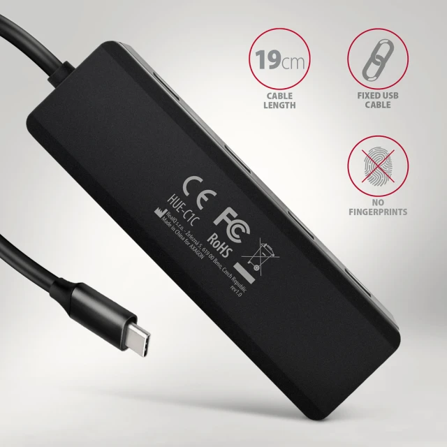 USB-хаб Axagon 4-портовий USB-C 5 Гбіт/с HUE-C1C (8595247907684)