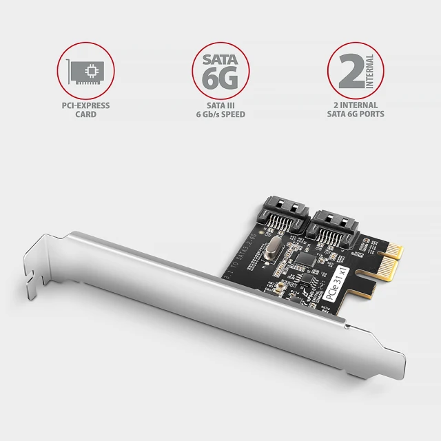 Контролер Axagon PCI-Express PCES-SJ2 двоканальний SATA III 2 внутрішні порти (8595247907745)