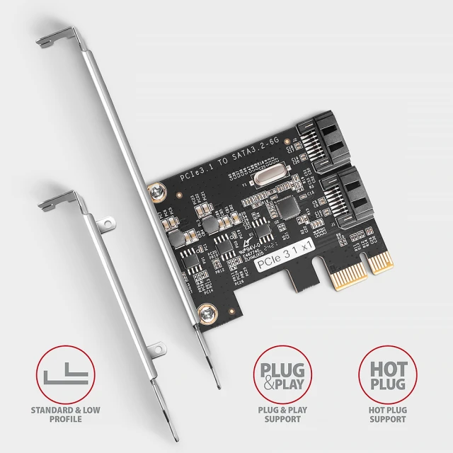 Контролер Axagon PCI-Express PCES-SJ2 двоканальний SATA III 2 внутрішні порти (8595247907745)