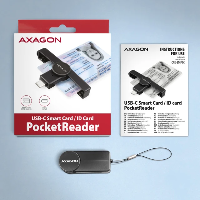 Картрідер Axagon CRE-SMPC USB-C для Smart/ID-карт складний (8595247907851)