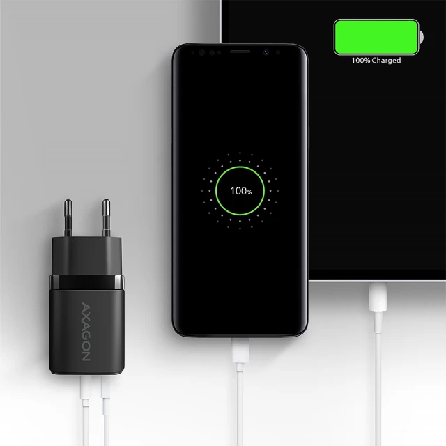 Мережевий зарядний пристрій Axagon ACU-PQ20 2x порти USB-A + USB-C 20 Вт (8595247907882)
