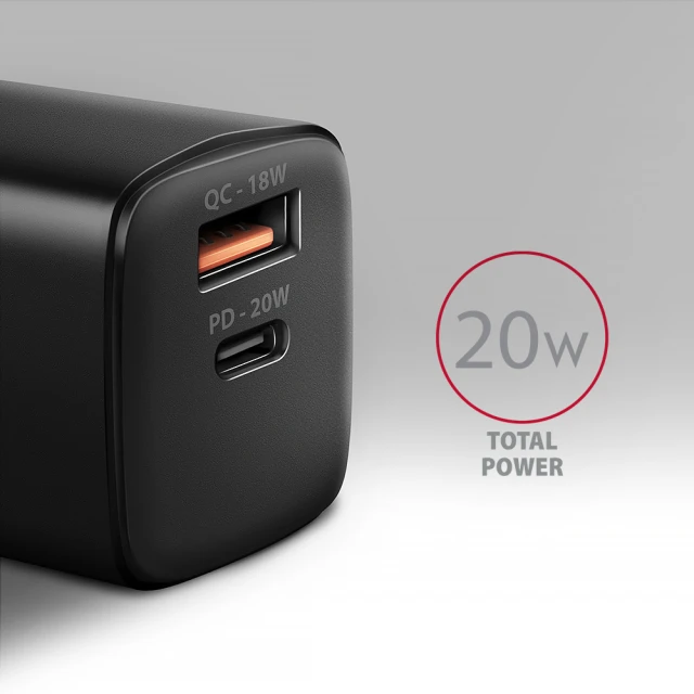 Мережевий зарядний пристрій Axagon ACU-PQ20 2x порти USB-A + USB-C 20 Вт (8595247907882)