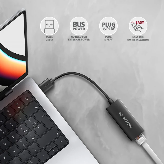 Мережевий адаптер Axagon ADE-AR USB-A Gigabit Ethernet (8595247907929)