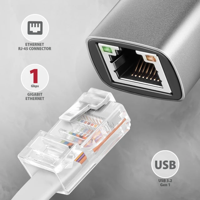 Мережевий адаптер Axagon ADE-TXCA USB 3.2 Gen 1 Gigabit Ethernet 10/100/1000 Мбіт з підтримкою Nintendo Switch (8595247907943)