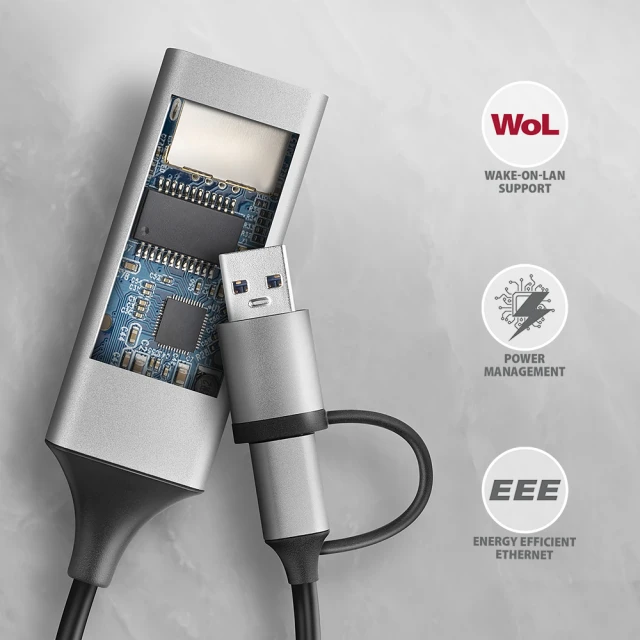 Мережевий адаптер Axagon ADE-TXCA USB 3.2 Gen 1 Gigabit Ethernet 10/100/1000 Мбіт з підтримкою Nintendo Switch (8595247907943)