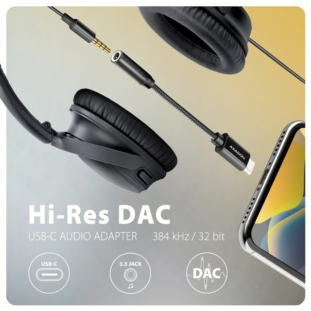 Аудиоадаптер Axagon ADA-HC USB-C Hi-Res DAC (8595247908193)