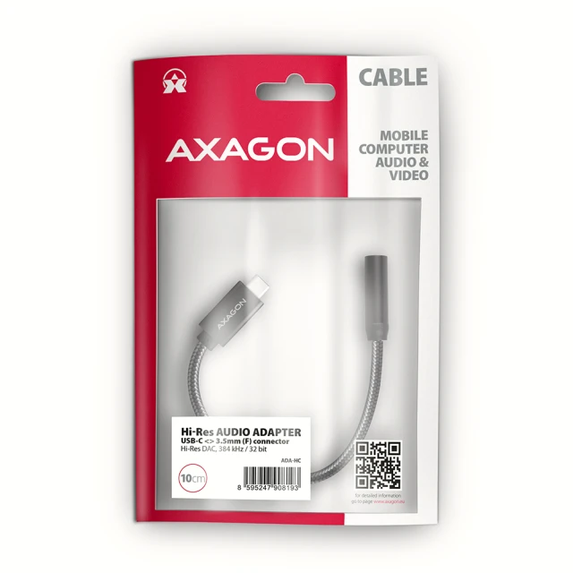 Аудиоадаптер Axagon ADA-HC USB-C Hi-Res DAC (8595247908193)